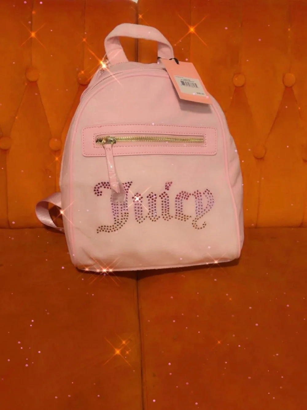 Juicy Couture Light Pink Rhinestone Logo Mini Backpack